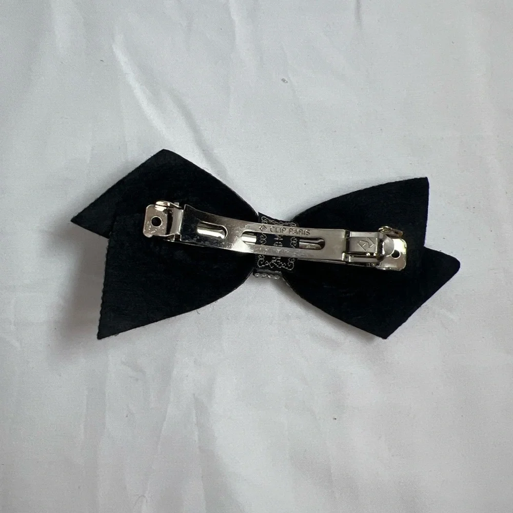 Black and Silver Bow Hair Clip